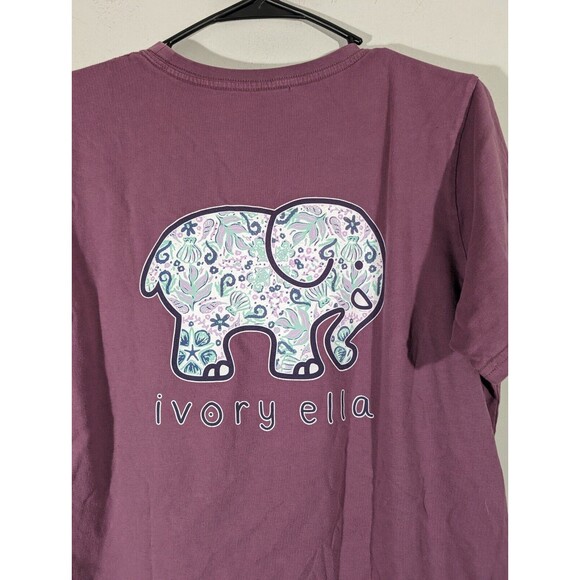 Bundle Ivory Ella T-Shirts Women M Green Purple Short Sleeve Crew Neck Elephant - Picture 3 of 11
